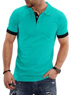 Rello & Reese Herren Poloshirt Kontrast Kurzarm T-Shirt Polo R-1402 [Minze, XXL] von Rello & Reese