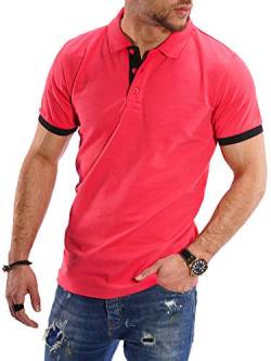 Rello & Reese Herren Poloshirt Kontrast Kurzarm T-Shirt Polo R-1402 [Rosa, 3XL] von Rello & Reese