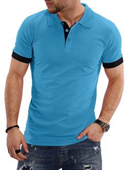 Rello & Reese Herren Poloshirt Kontrast Kurzarm T-Shirt Polo R-1402 [Türkis, 3XL] von Rello & Reese