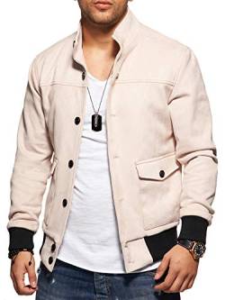 Rello & Reese Herren Suede Kunstlederjacke Jacke K-1001 [Beige, S] von Rello & Reese