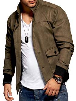 Rello & Reese Herren Suede Kunstlederjacke Jacke K-1001 [Khaki, M] von Rello & Reese