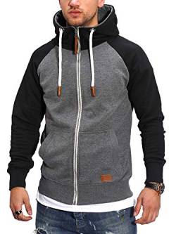 Rello & Reese Herren Sweatjacke Hoodie Zip-Jacke Kapuzenpullover MT-7681 [Dunkelgrau, L] von Rello & Reese