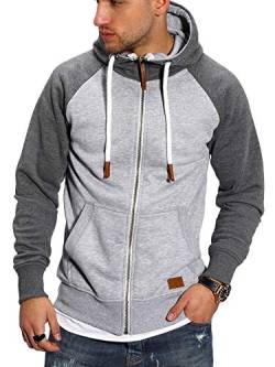 Rello & Reese Herren Sweatjacke Hoodie Zip-Jacke Kapuzenpullover MT-7681 [Grau, XL] von Rello & Reese