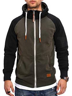 Rello & Reese Herren Sweatjacke Hoodie Zip-Jacke Kapuzenpullover MT-7681 [Khaki, L] von Rello & Reese