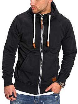 Rello & Reese Herren Sweatjacke Hoodie Zip-Jacke Kapuzenpullover MT-7692 [Schwarz, M] von Rello & Reese