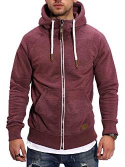 Rello & Reese Herren Sweatjacke Hoodie Zip-Jacke Kapuzenpullover MT-7692 [Weinrot, L] von Rello & Reese