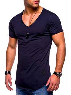 Rello & Reese Herren T-Shirt Kurzarm Basic Oversize V-Neck MT-7102 [Navy, XL] von Rello & Reese