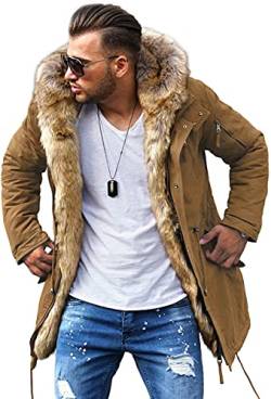 Rello & Reese Winter Parka mit Fell-Imitat Jacke Mantel MJ-7250 Braun, L von Rello & Reese