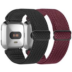 Relting Kompatibel mit Fitbit Versa 2 Bändern, Damen Herren, weiches, verstellbares geflochtenes Nylon, elastisch, atmungsaktiv, Sport-Armband für Fitbit Versa/Versa 2/Versa Lite/SE Smartwatch, von Relting