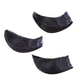 3PCS Haarpolster Echthaar Flauschig für Haarverlängerungen für Frau Schwarz Glatt (Natürliche Farbe,4 ZOLL) von Remanbo