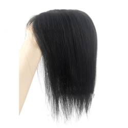 9 x 15 cm, modisches Echthaar, handgebunden mit Haaraufsätzen, einteilig, drei Clips für Damen, weißes Haar, glattes Haar (Dunkelbraun,6 Zoll) von Remanbo