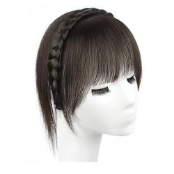 Fischgräten-Stirnband mit natürlicher Abdeckung für weißes Haar für Frauen mit Air Bangs gegen Haarausfall (Dunkelbraun,10 * 10 Haarteil) von Remanbo