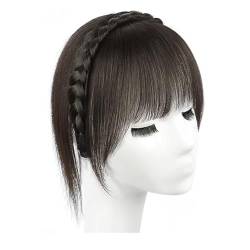 Fischgräten-Stirnband mit natürlicher Abdeckung für weißes Haar für Frauen mit Air Bangs gegen Haarausfall (Natürliches Schwarz,10 * 10 Haarteil) von Remanbo