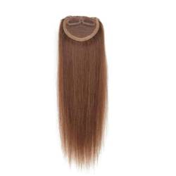 Hand Tied Human Hair One Piece Two Clips Clip in on Hair Toppers Fluffy Long Straight for Woman for Hair Loss f (Dunkelbraun,40 cm/16 Zoll) von Remanbo