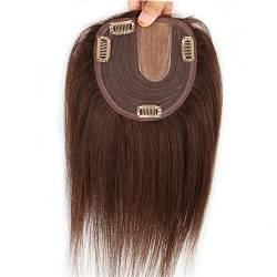 RemeeHi Haaraufsatz mit Krone, zum Anklippen, Echthaar, Haarteil für Damen, mittelgroß, 20 cm, kastanienbraun von RemeeHi