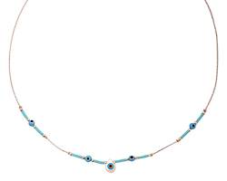 Remi Bijou Elegante Halskette mit Perlen und Blauem Auge Nazar Boncuk, Münzen Tugra und Quasten (Muster 2) von Remi Bijou