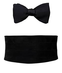 Remo Sartori – Set Kummerbund und Fliege zum Selbstbinden aus Seide, Schwarz, mit 3 Gelegten Falten, Verstellbar, Made in Italy, Herren (Länge: 76cm bis 90cm) von Remo Sartori