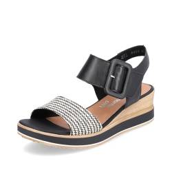 Remonte Damen Keilsandalen D6453, Frauen Sandalen,offene schuhe,strandschuhe,keilsandaletten,keilabsatz,wedge-heel,hoch,schwarz kombi (01),41 EU von Remonte