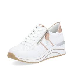 Remonte Damen Low-Top Sneaker D0T04, Frauen Halbschuhe,lose Einlage,Keilabsatz,Wedge Heel,straßenschuhe,Strassenschuhe,Weiss Kombi (80),37 EU von Remonte