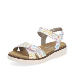 Remonte Damen Riemchensandalen D2049, Frauen Sandalen,lose Einlage,flach,sommerschuhe,freizeitschuhe,offene schuhe,strandschuhe,weiss kombi (81),37 EU von Remonte