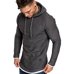 Herren Kapuzenpullover Basic Sweatshirt Pullover Freizeit Fitness Hoodie Langarm T-Shirts SolidGrau 3XL von Remxi