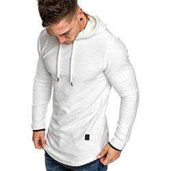 Herren Kapuzenpullover Basic Sweatshirt Pullover Freizeit Fitness Hoodie Langarm T-Shirts SolidWeiß XXL von Remxi