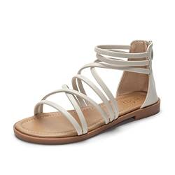 Remxi Frauen Sommer Casual Sandalen Gladiator Mode Flache Sandalen Beige 41 von Remxi