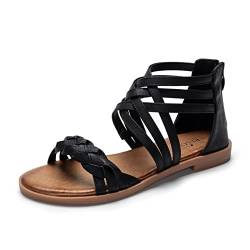 Remxi Frauen Sommer Casual Sandalen Gladiator Mode Flache Sandalen Black 37 von Remxi