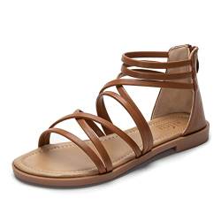 Remxi Frauen Sommer Casual Sandalen Gladiator Mode Flache Sandalen Brown 40 von Remxi