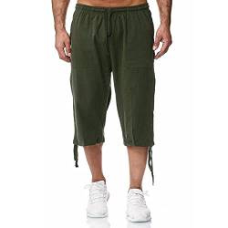 Remxi Herren 3/4 Leinen Shorts Baggy Loose Fit Shorts Sommer Casual Cargohose, grün, L von Remxi