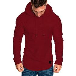 Remxi Herren Classics Kapuzenpullover Dehnbar Leicht Sweatshirt Pullover Fitness Sport Kurzarm Muscle Hoodie SolidRot L von Remxi