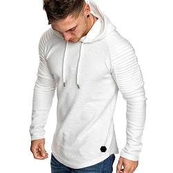 Remxi Herren Classics Kapuzenpullover Dehnbar Leicht Sweatshirt Pullover Fitness Sport Kurzarm Muscle Hoodie SolidWeiß 3XL von Remxi