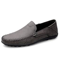 Remxi Herren Mokassins Slippers Lederschuhe Slip On Penny Loafers Fahren Klassische Bussnis Derby Oxford Schuhe Grau 44 EU von Remxi