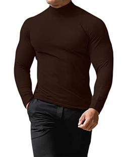 Remxi Herren Rollkragenpullover Roll Neck Pullover Slim Fit Pullover Casual Langarm Tops Pullover Braun XL von Remxi