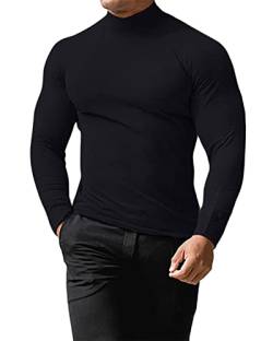 Remxi Herren Rollkragenpullover Roll Neck Pullover Slim Fit Pullover Casual Langarm Tops Pullover Schwarz XL von Remxi