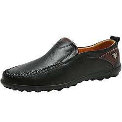 Remxi Schuhe für Männer Keine Schnürsenkel Herren Loafers Schuhe flach Slip On Mokassin Business Schuhe Schwarz 42 von Remxi