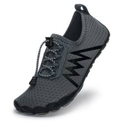 Wasserschuhe für Herren und Damen, Surfen, Tauchen, Barfußschuhe, Strand, Bootfahren, rutschfest, Schwimmen, schnell trocknend, leicht, Yoga-Schuhe, Unisex, grau, 38 2/3 EU von Remxi