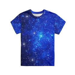 Renewold Kinder T-Shirt, Mädchen Jungen T-Shirt 3-16 Jahre Sommer Shirt Tee Shirts, Galaxy Space Blau, 15-16 Jahre von Renewold