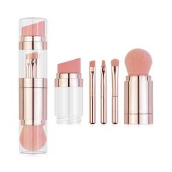 Foundation-Pinsel, Lippen-Augenbrauen-galvanisierter Tragbarer Weicher Haar-5-in-1-Make-up-Pinsel für Frauen für das Büro (Galvanisiertes Roségold) von Rengu