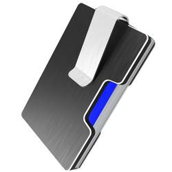 Kartenetui Herren elegant Aluminium mit RFID-Sicherheit Hohe Kapazitat Verschleißfest modernes Design kreditkartenetui Herren cardholder Herren Schwarz von Renimove
