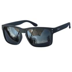 Rennec Sonnenbrille Herren Polarisiert Rechteckig Matt Schwarz UV400 Getönt 3in2 Edelstahlgelenke Brillenbeutel von Rennec