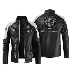Motorrad Jacke, Alfa Ro-meo Lederjacke Herren Winter, Leather Jacket Men Casual-Black||M von Renta