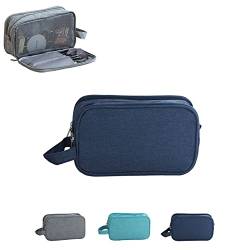 Kulturbeutel für Männer, Kosmetik, Make-up, Reise-Organizer für Frauen mit 3 Fächern, wasserabweisend, Rasiertasche, Dopp Kit, Reise-Organizer für Reisen, Badezimmer, Marineblau von Reotto