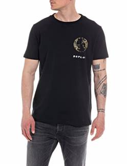 Replay Herren T-Shirt Kurzarm mit Print, Black 098 (Schwarz), L von Replay