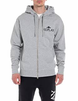 Replay Herren Hoodie mit Reißverschluss, Melange Grey M08 (Grau), XXL von Replay