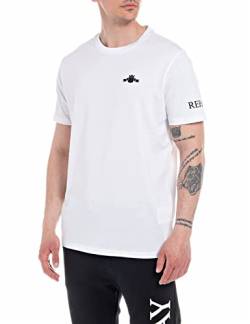 Replay Herren T-Shirt Kurzarm mit Logo Print, Optical White 001 (Weiß), XXL von Replay