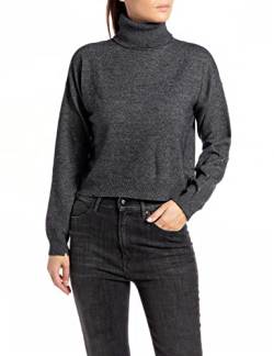 REPLAY Damen DK1451 Kurzer Pullover, M10 Dark Grey Melange, M von Replay