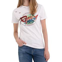 REPLAY Damen W3566E T-Shirt, 001 White, S von Replay