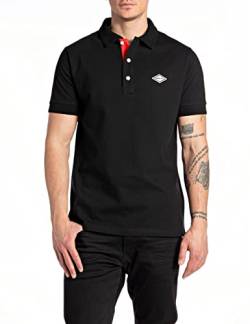 REPLAY Herren Poloshirt Kurzarm Piqué Stretch, Black 098 (Schwarz), M von Replay