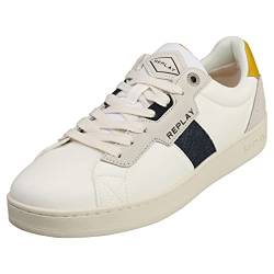 REPLAY Herren Smash Denim Sneaker, 086 White Yellow, 44 EU von Replay